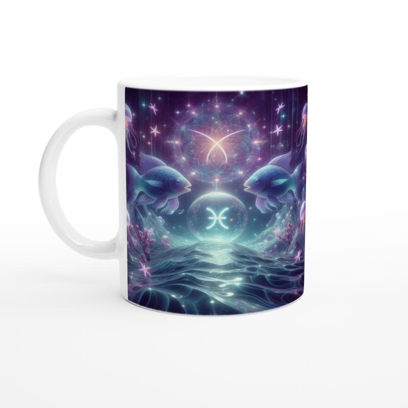 Balık Burcu Baskılı Kahve Kupası - Astral Denizaltı Dünyası Vs2