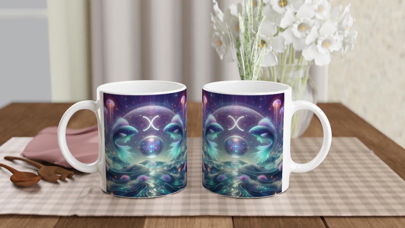 Balık Burcu Baskılı Kahve Kupası - Astral Denizaltı Dünyası Vs4 - 5