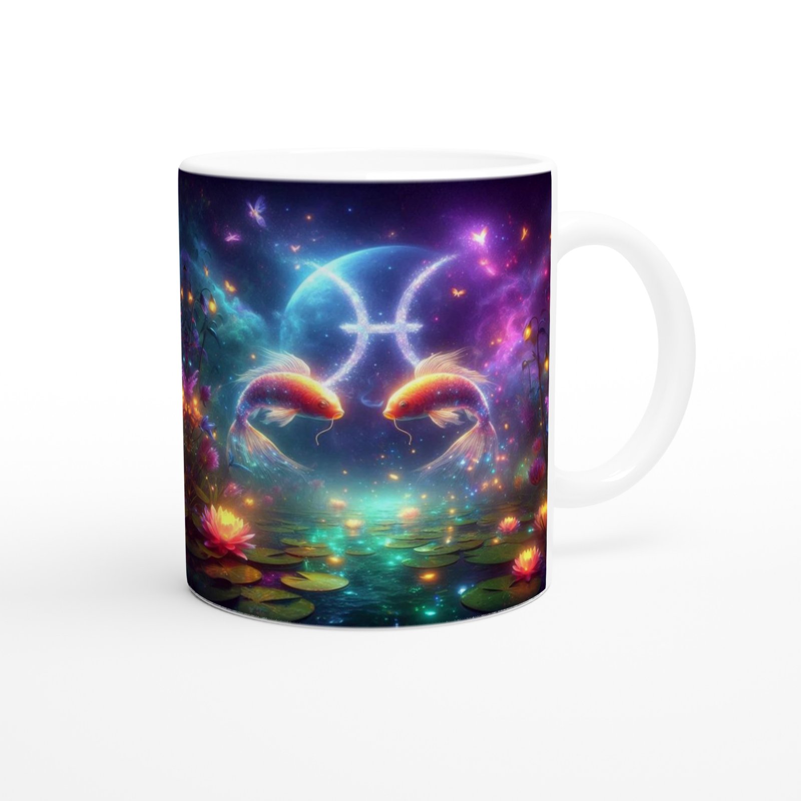 Balık Burcu Baskılı Kahve Kupası - Ay ışığında Zodyak Bahçesi Vs1 - 3