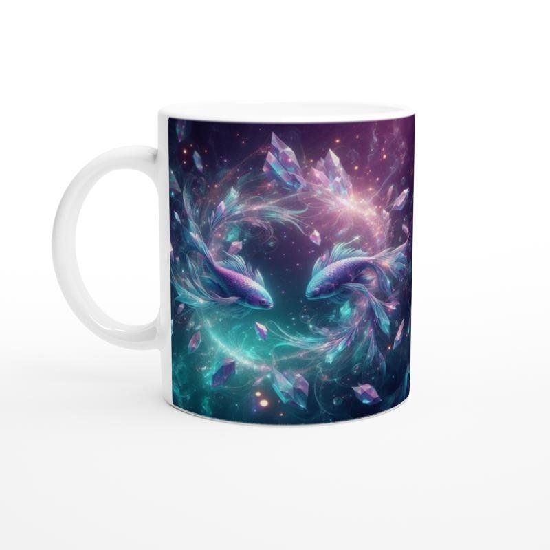 Balık Burcu Baskılı Kahve Kupası - Büyülü Kristal Mağarası Temalı Vs1