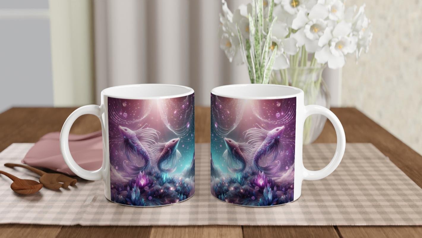 Balık Burcu Baskılı Kahve Kupası - Büyülü Kristal Mağarası Temalı Vs2 - 5