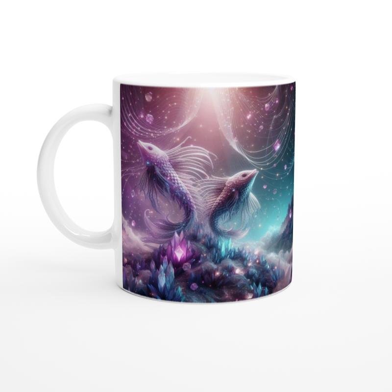 Balık Burcu Baskılı Kahve Kupası - Büyülü Kristal Mağarası Temalı Vs2