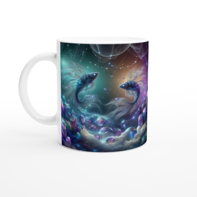 Balık Burcu Baskılı Kahve Kupası - Büyülü Kristal Mağarası Temalı Vs3