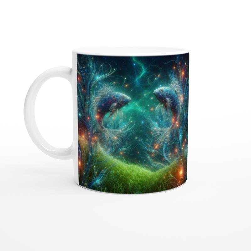 Balık Burcu Baskılı Kahve Kupası - Elementsel Doğa Krallığı Temalı Vs1