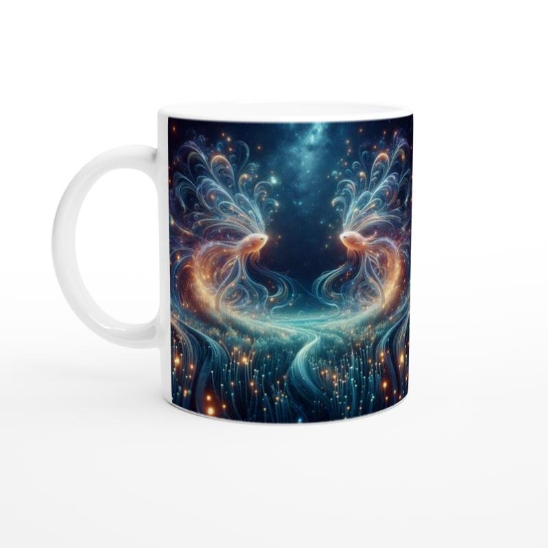 Balık Burcu Baskılı Kahve Kupası - Elementsel Doğa Krallığı Temalı Vs4