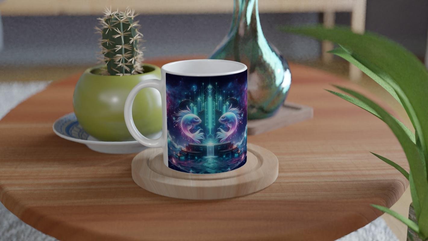 Balık Burcu Baskılı Kahve Kupası - Galaktik Taht Odası Temalı Vs1 - 4