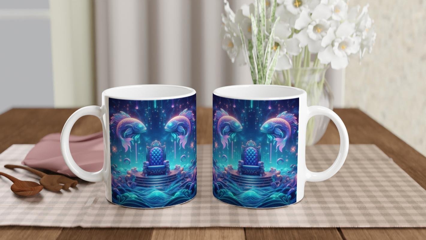 Balık Burcu Baskılı Kahve Kupası - Galaktik Taht Odası Temalı Vs3 - 5