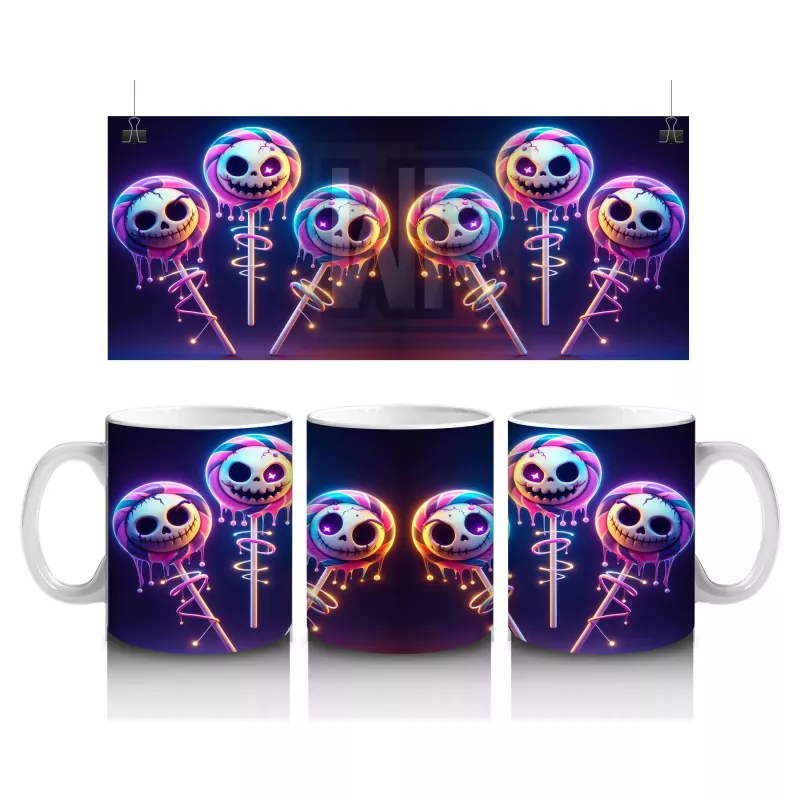 Balon Tutan Hayaletler ve Balkabaklarıyla Çocuklara Özel Cadılar Bayramı Baskılı Kupa Bardak