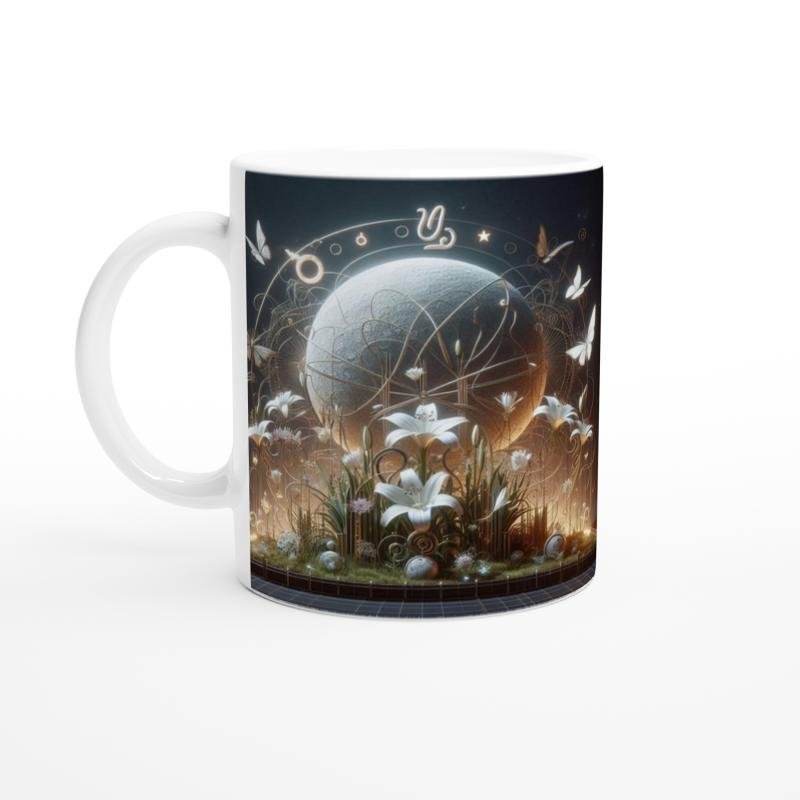 Başak Burcu Baskılı Kahve Kupası - Ay ışığında Zodyak Bahçesi Vs3
