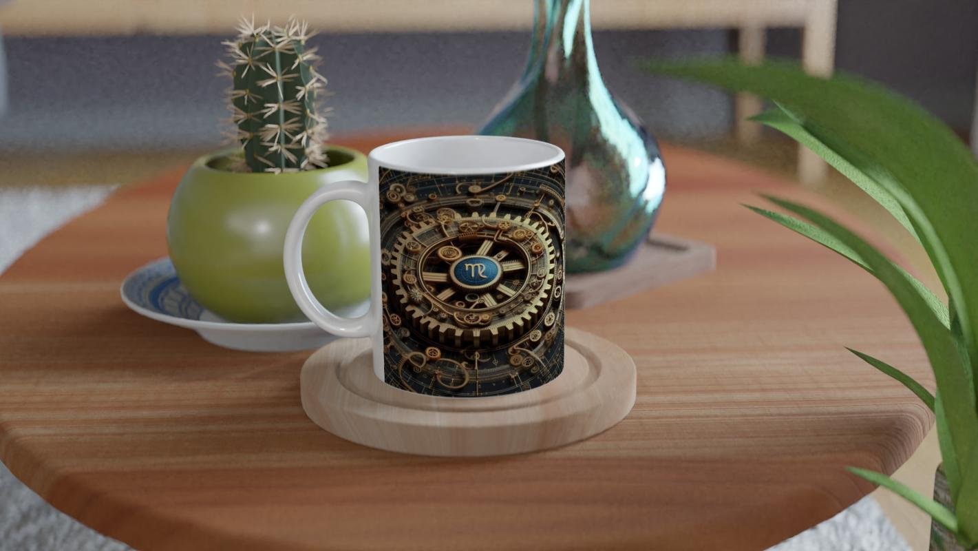 Başak Burcu Baskılı Kahve Kupası - Zamanın Çarkları Astroloji Mekanizması Vs4 - 4