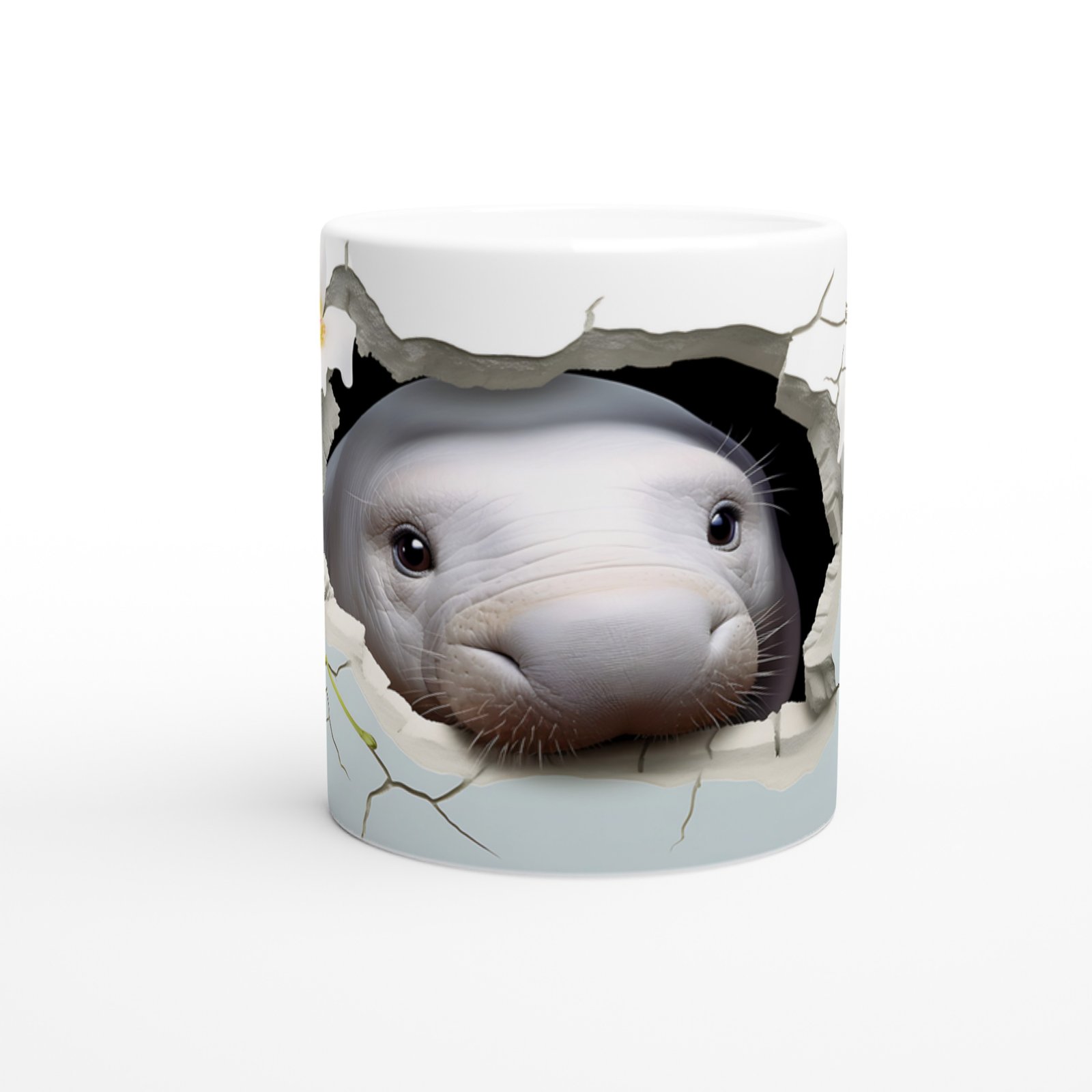 Beton Delikten Bakan Sevimli Fok Temalı Su Altı Kupa Bardak