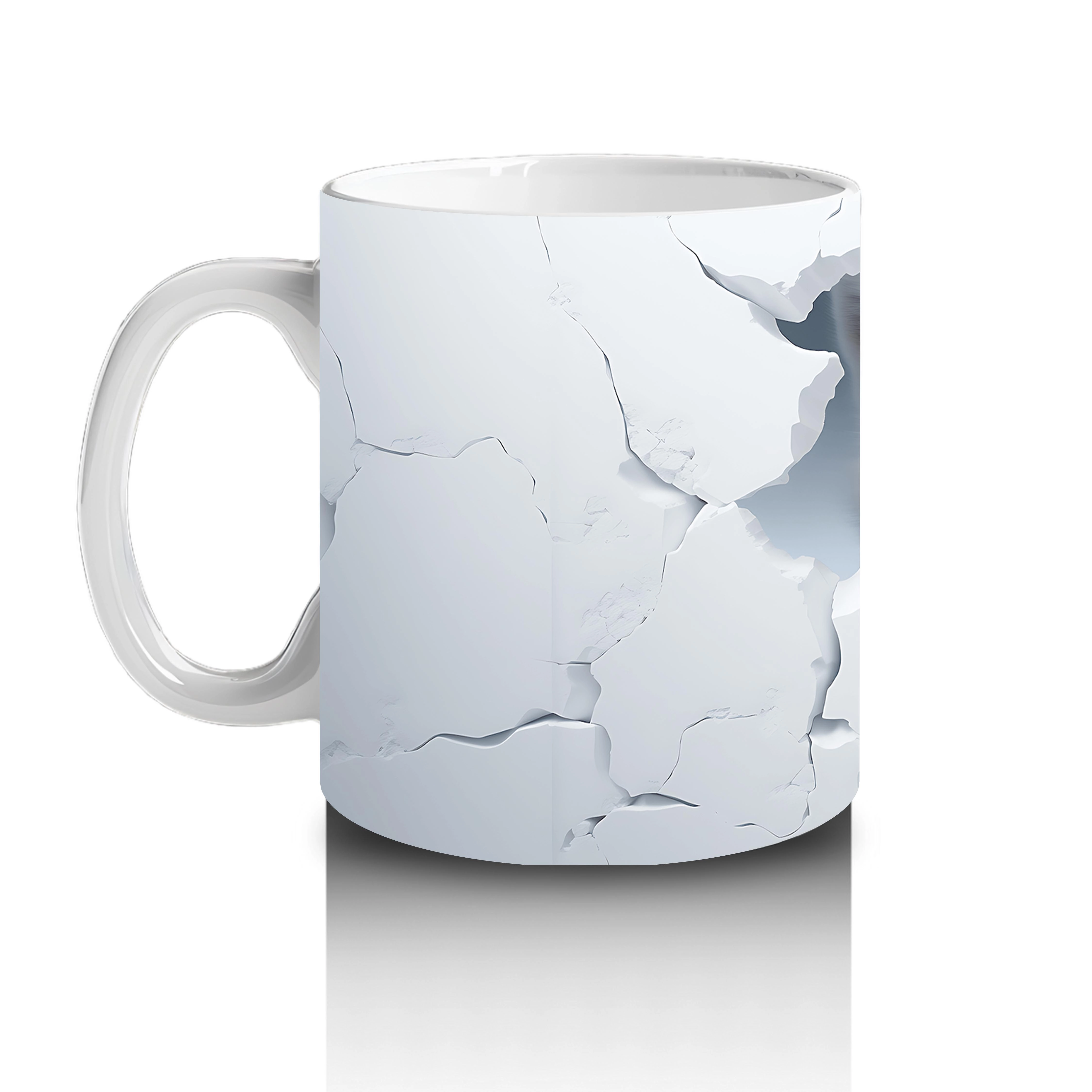 Beyaz Çatlaklı Fon Üzerinde Tilki Yavrusu – Baskılı Kahve Kupası - 2