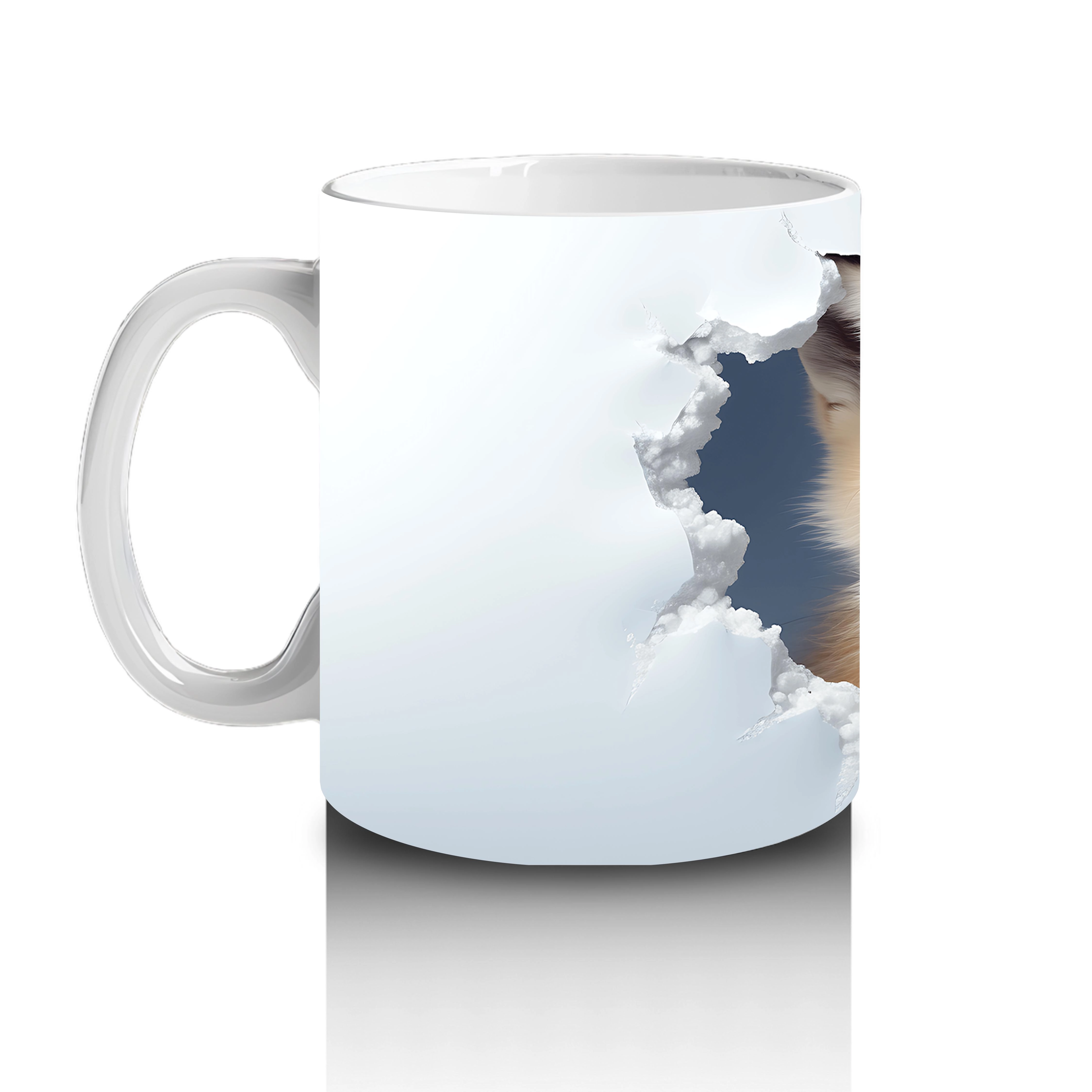 Beyaz Çatlaklı Zeminde Tilki Figürü – Baskılı Kahve Kupası - 2