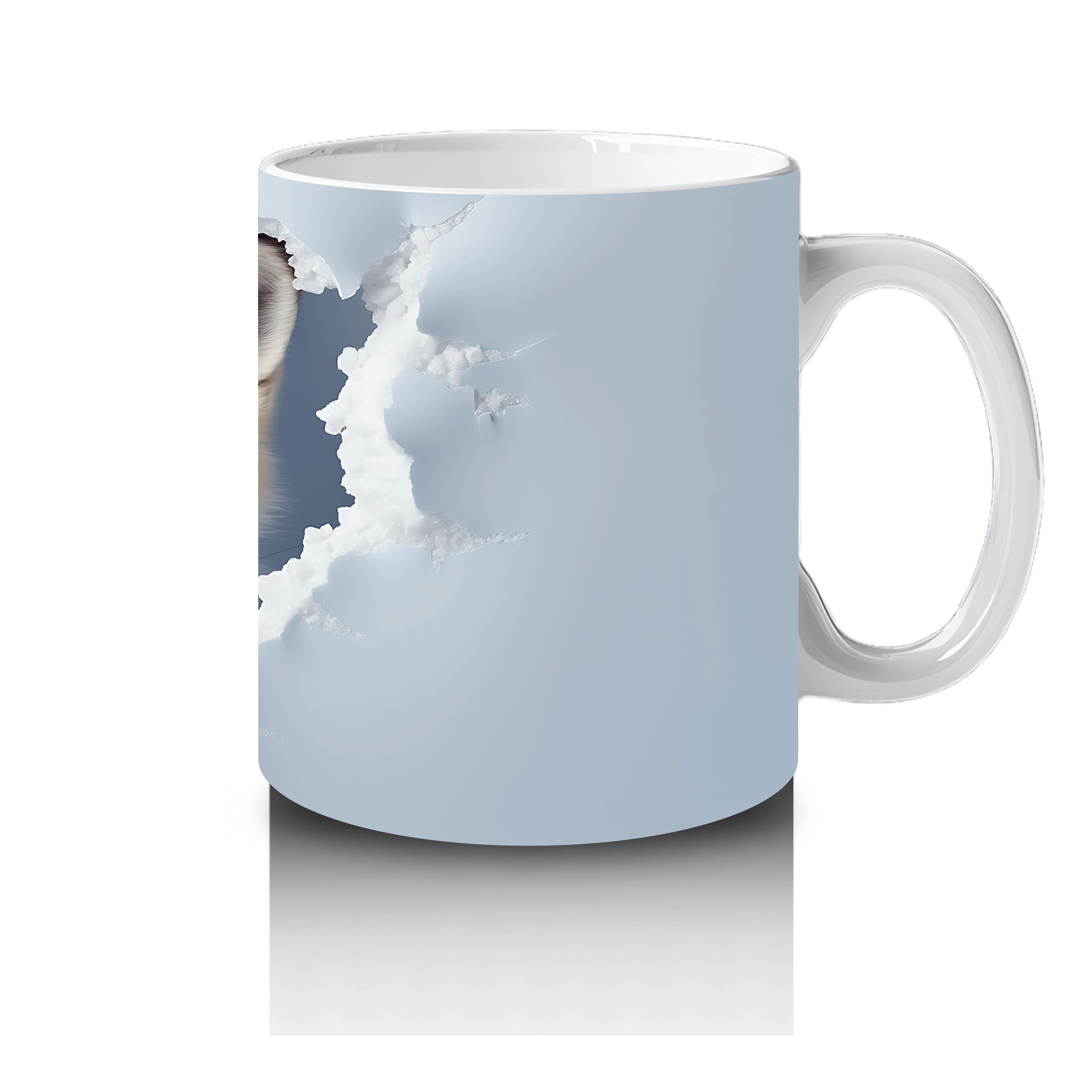 Beyaz Çatlaklı Zeminde Tilki Figürü – Baskılı Kahve Kupası - 4