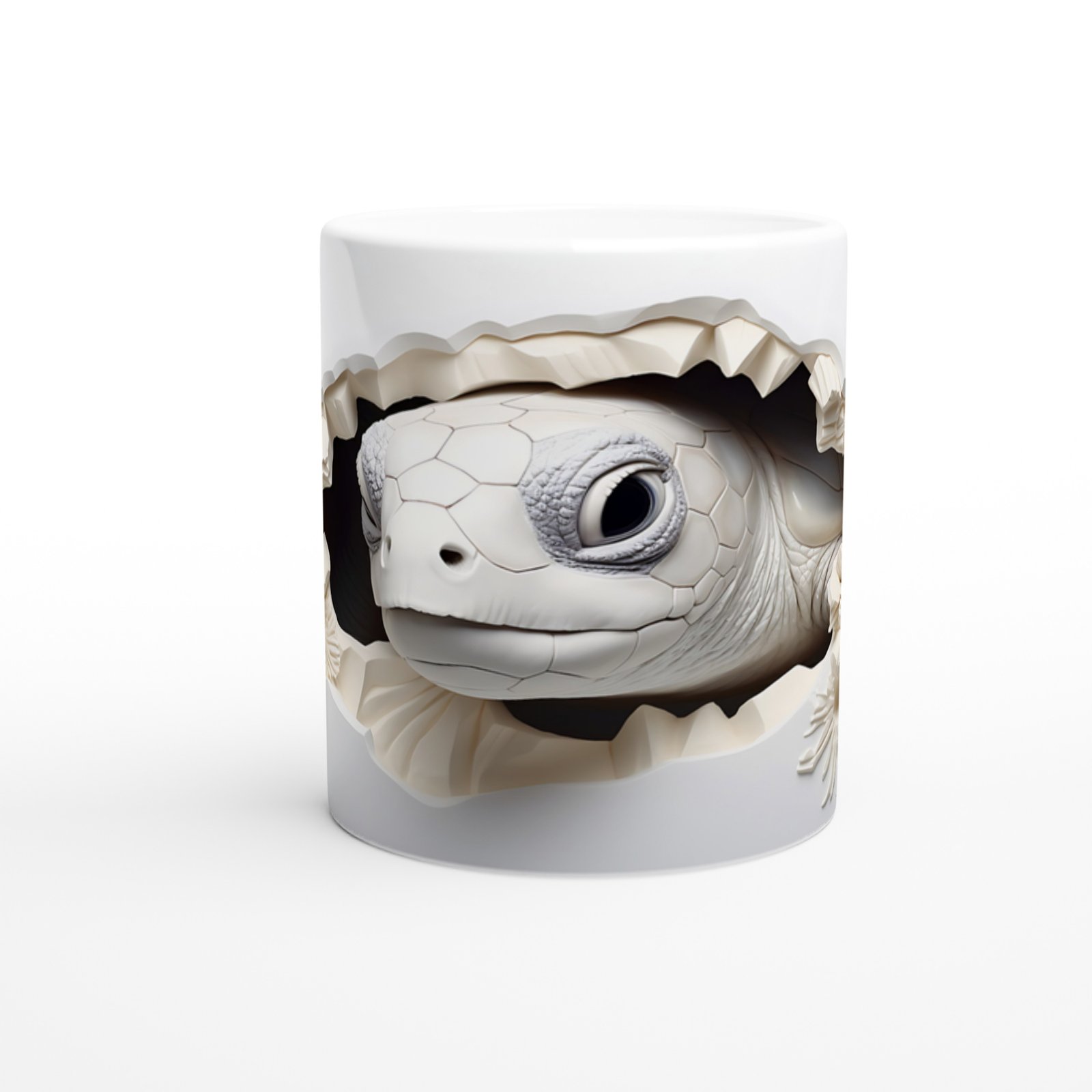 Beyaz Çiçekler Arasından Bakan Deniz Kaplumbağası Kupa Bardak