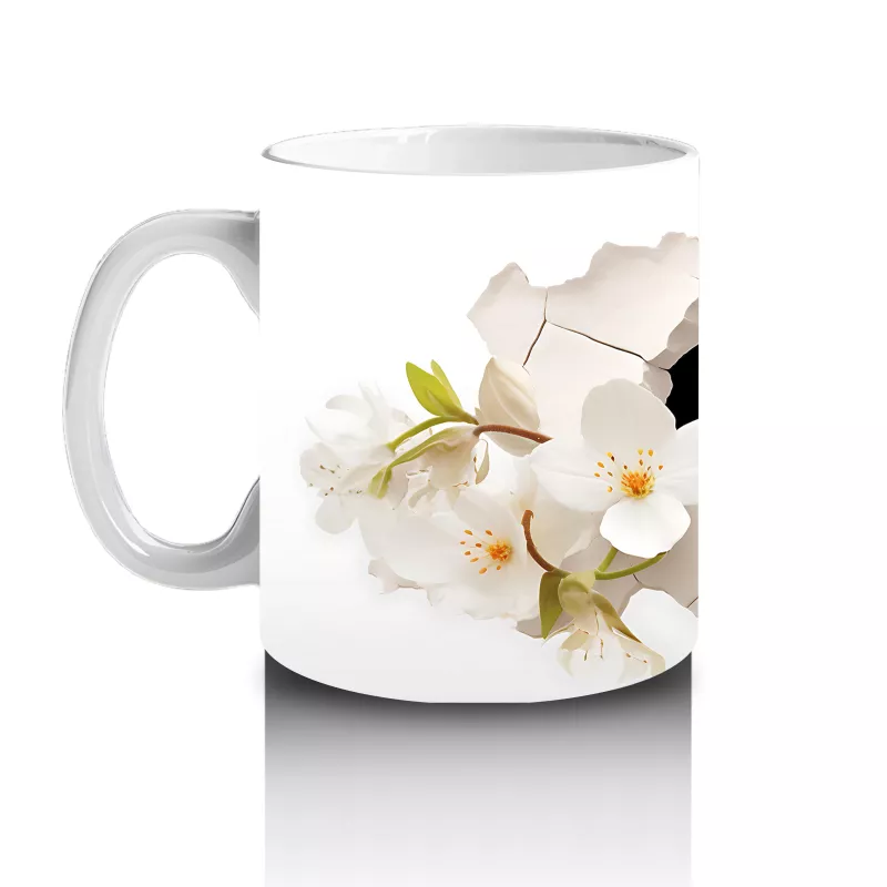 Beyaz Çiçekler İçinde Tatlı Fok Yavrusu – Baskılı Kahve Kupası - 2