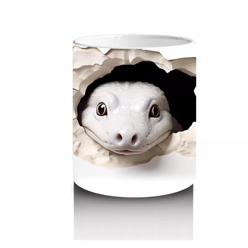 Beyaz Çiçekli Arka Planda Sevimli Tavşan - Baskılı Kahve Kupası - 3