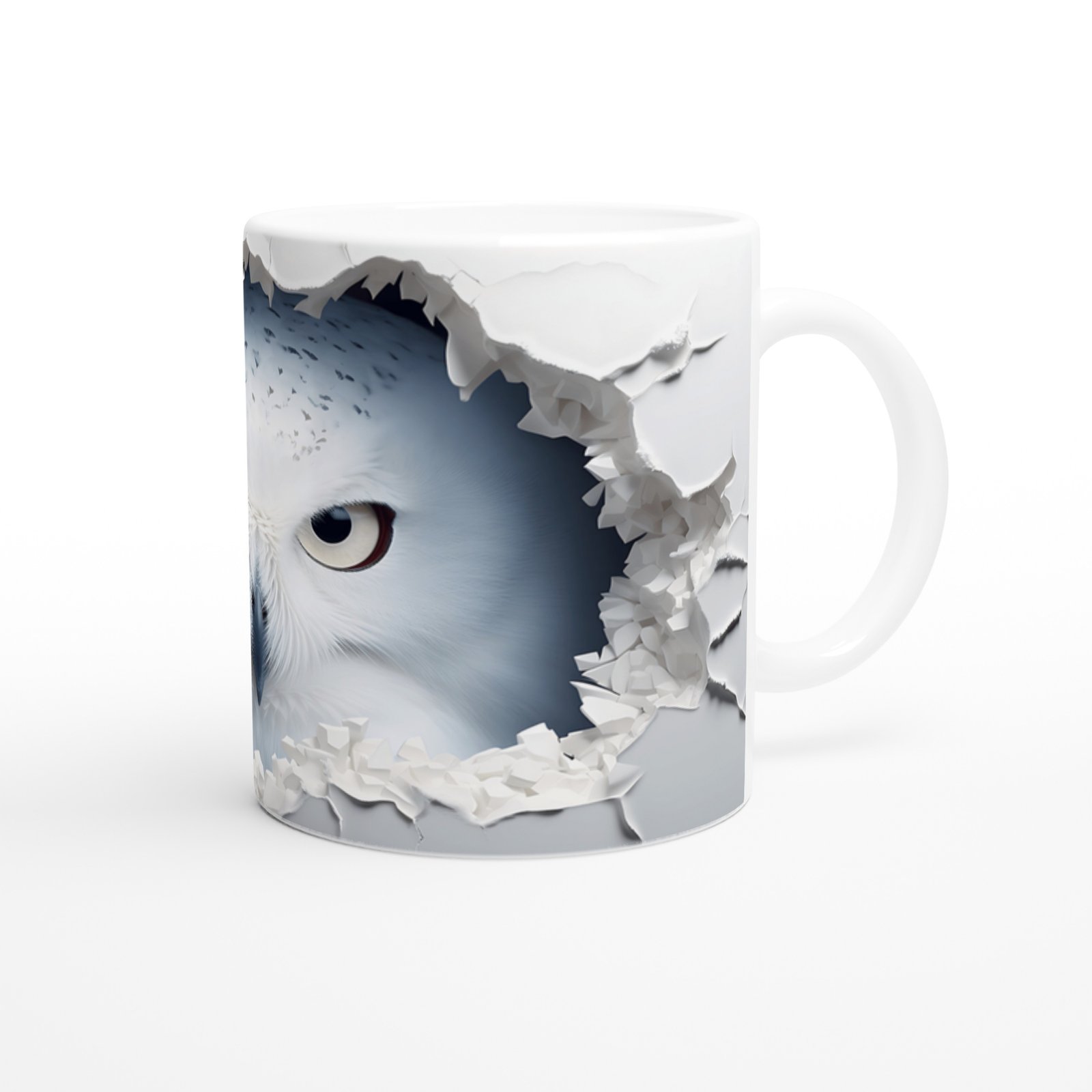 Beyaz Duvarı Delen Bakış: Kartal Gözlü Baykuş Baskılı Kupa Bardak - 2