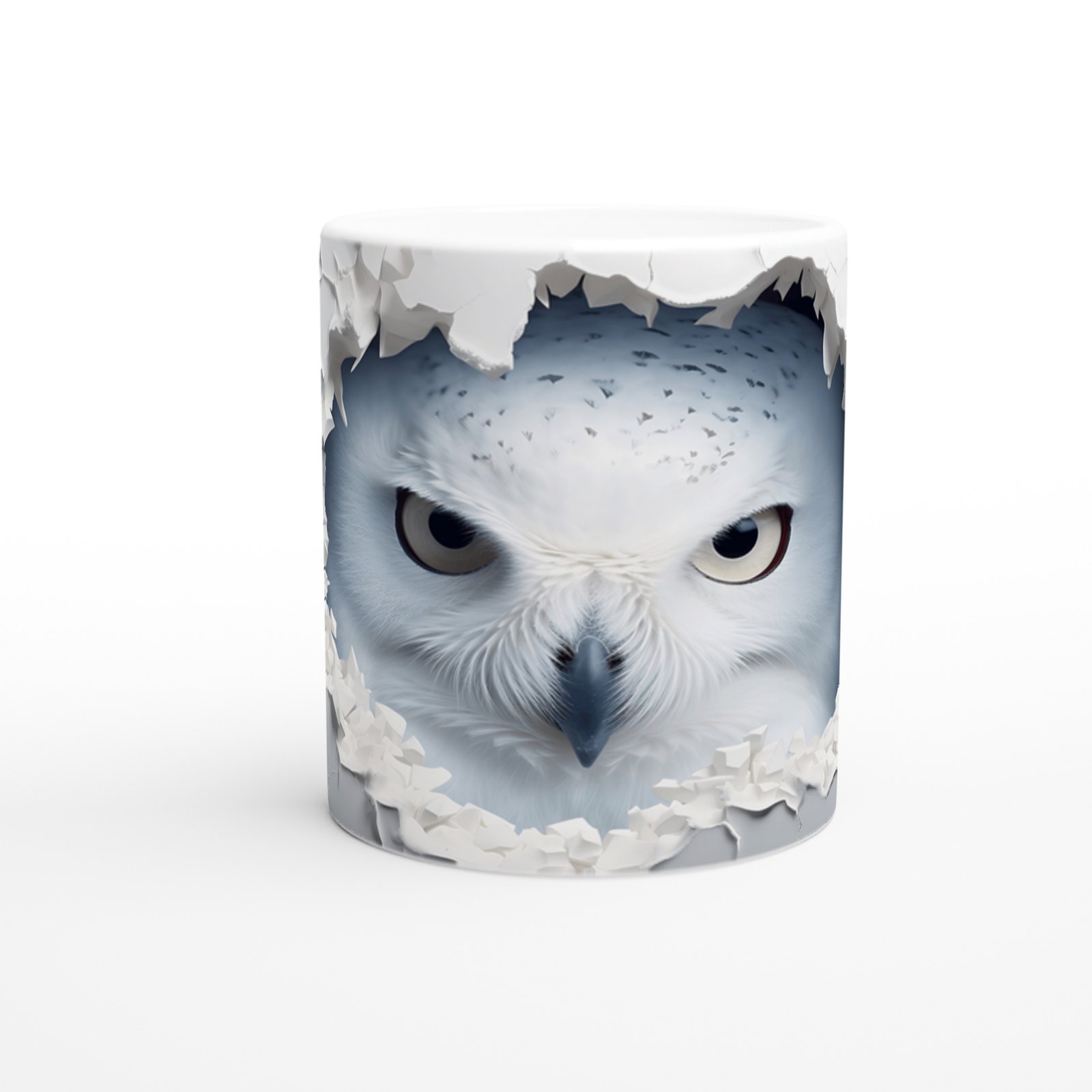 Beyaz Duvarı Delen Bakış: Kartal Gözlü Baykuş Baskılı Kupa Bardak