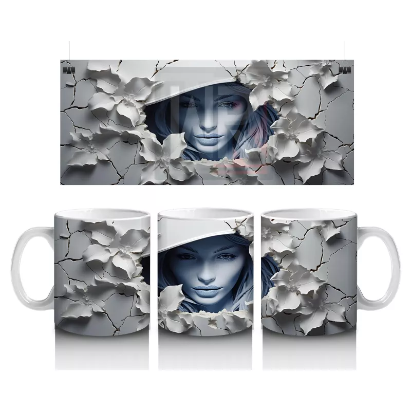 Beyaz Şapkalı Kadın ve Duvar Gölgeleri – Hediyelik Kahve Kupası