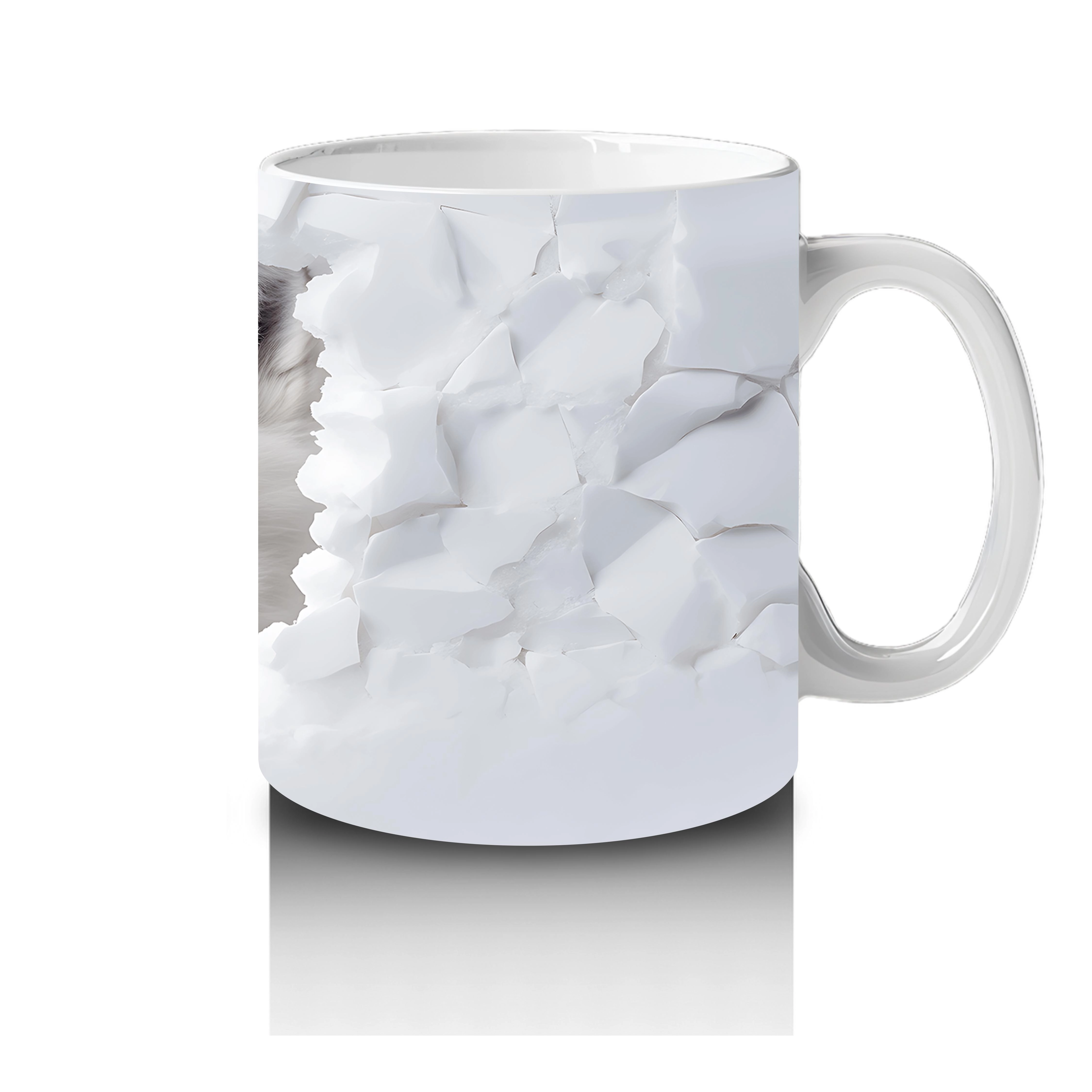 Beyaz Yapraklar Önünde Yavru Tilki– Baskılı Kahve Kupası - 4