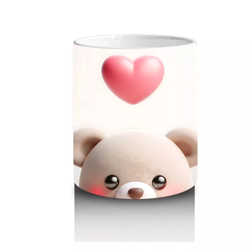 Beyaz Zemin Üzerinde Gözlüklü Ayıcık – Baskılı Kahve Kupası - 3