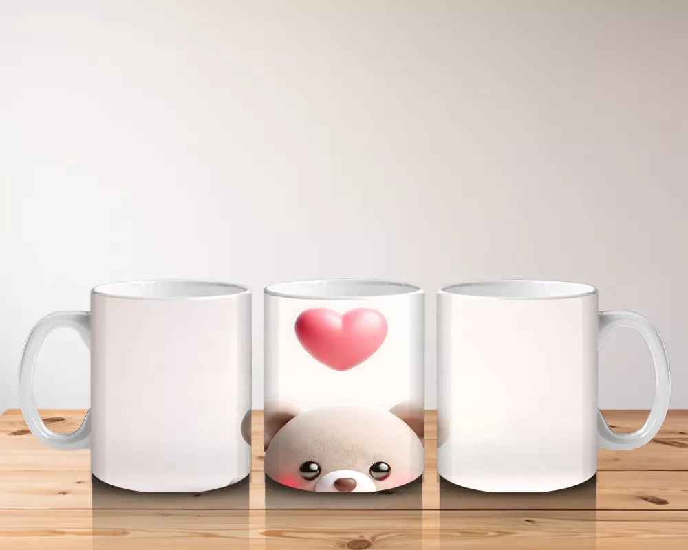 Beyaz Zemin Üzerinde Gözlüklü Ayıcık – Baskılı Kahve Kupası - 5