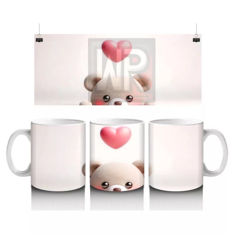 Beyaz Zemin Üzerinde Gözlüklü Ayıcık – Baskılı Kahve Kupası