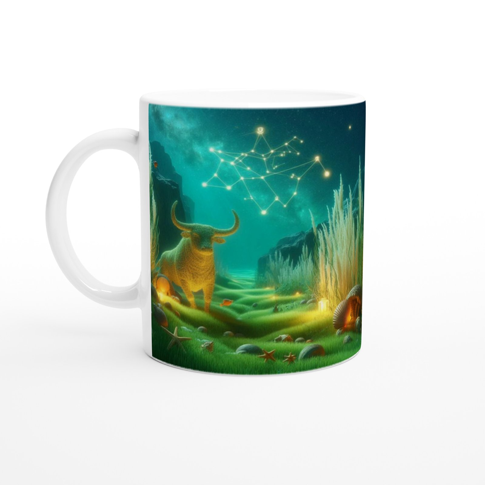 Boğa Burcu Baskılı Kahve Kupası - Astral Denizaltı Dünyası Vs1