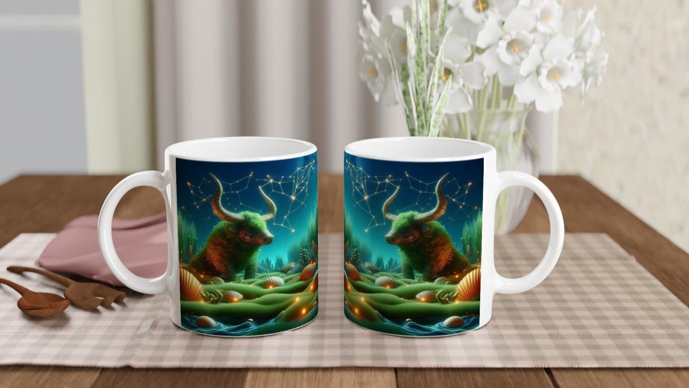 Boğa Burcu Baskılı Kahve Kupası - Astral Denizaltı Dünyası Vs4 - 5