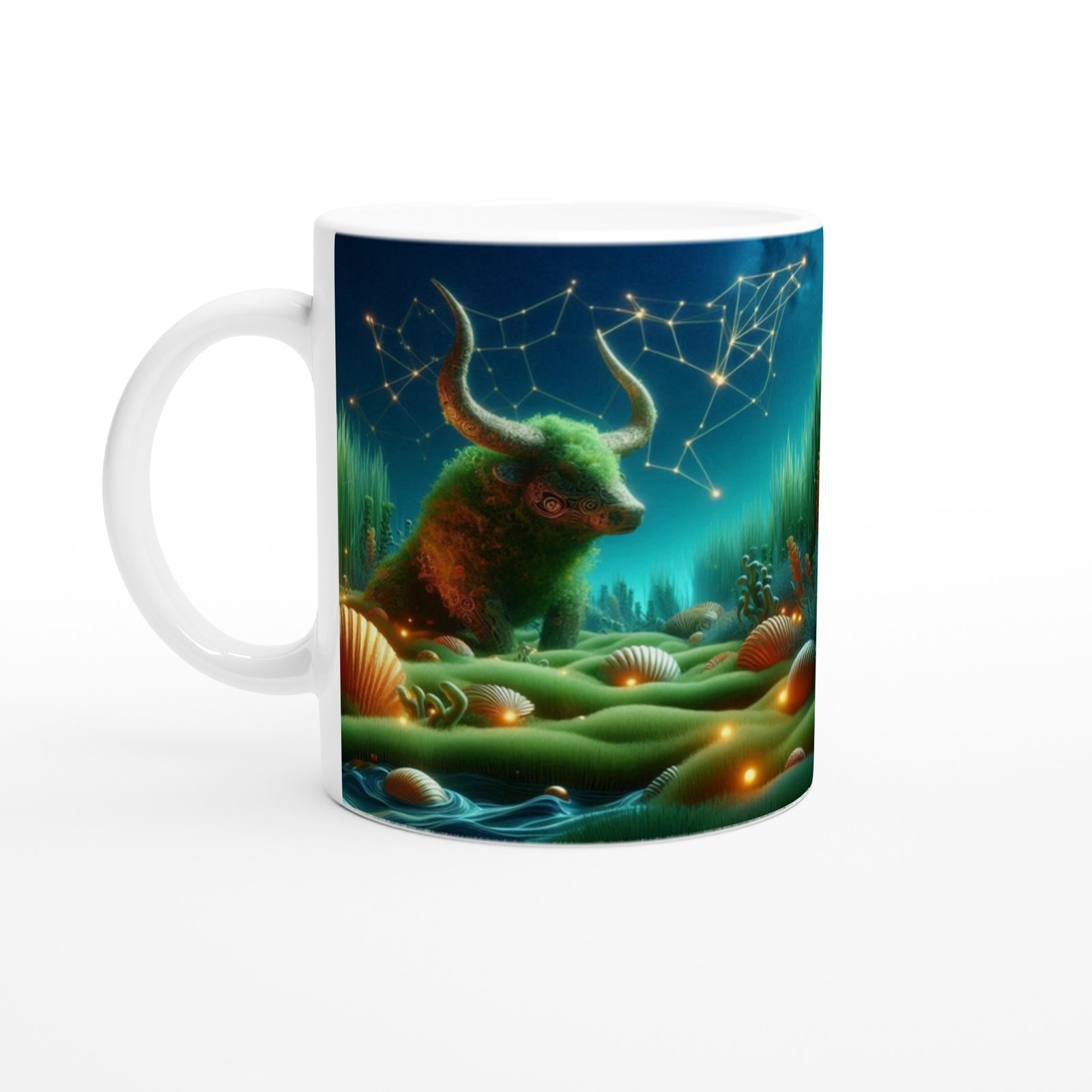 Boğa Burcu Baskılı Kahve Kupası - Astral Denizaltı Dünyası Vs4