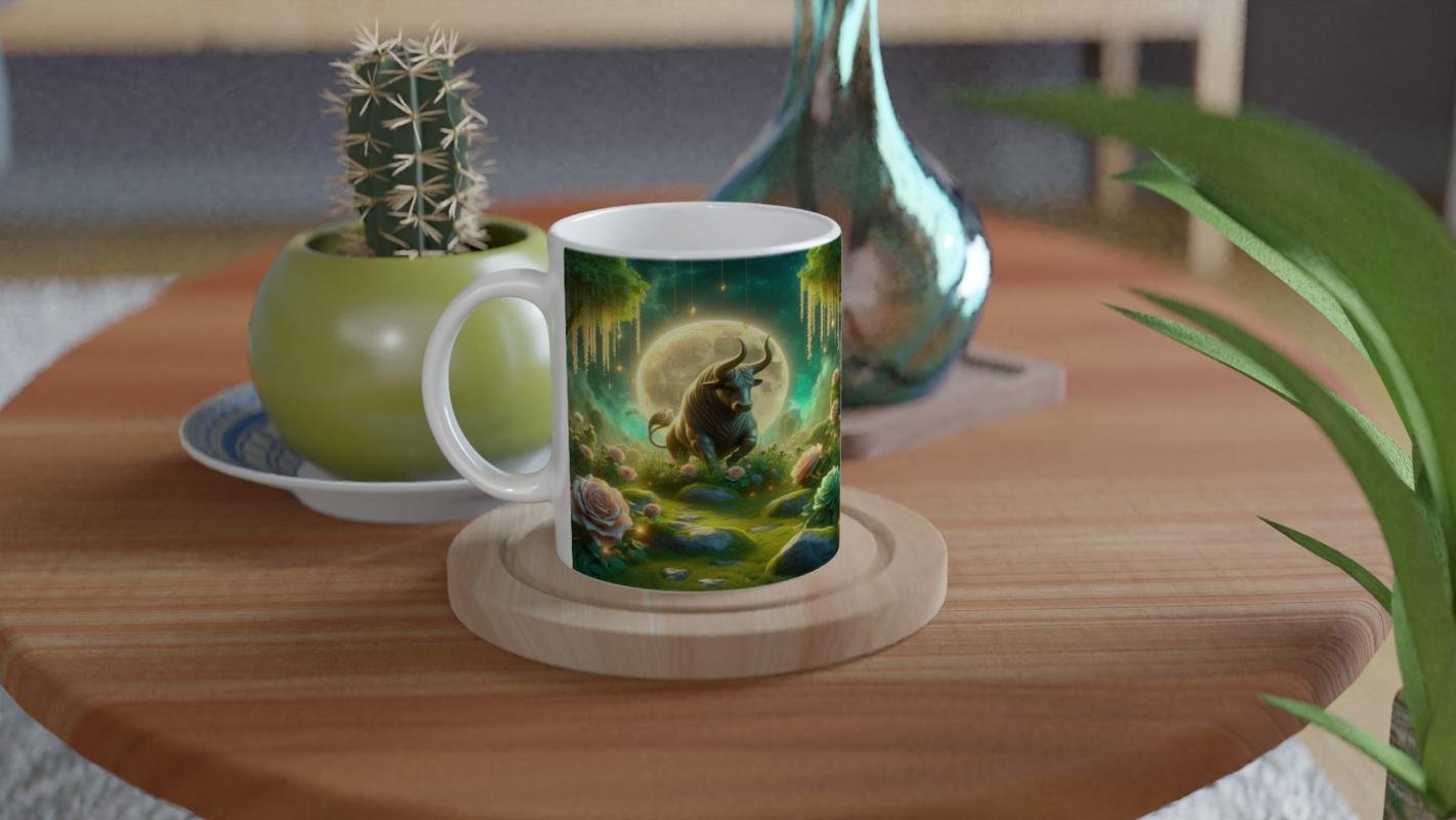Boğa Burcu Baskılı Kahve Kupası - Ay ışığında Zodyak Bahçesi Vs1 - 4