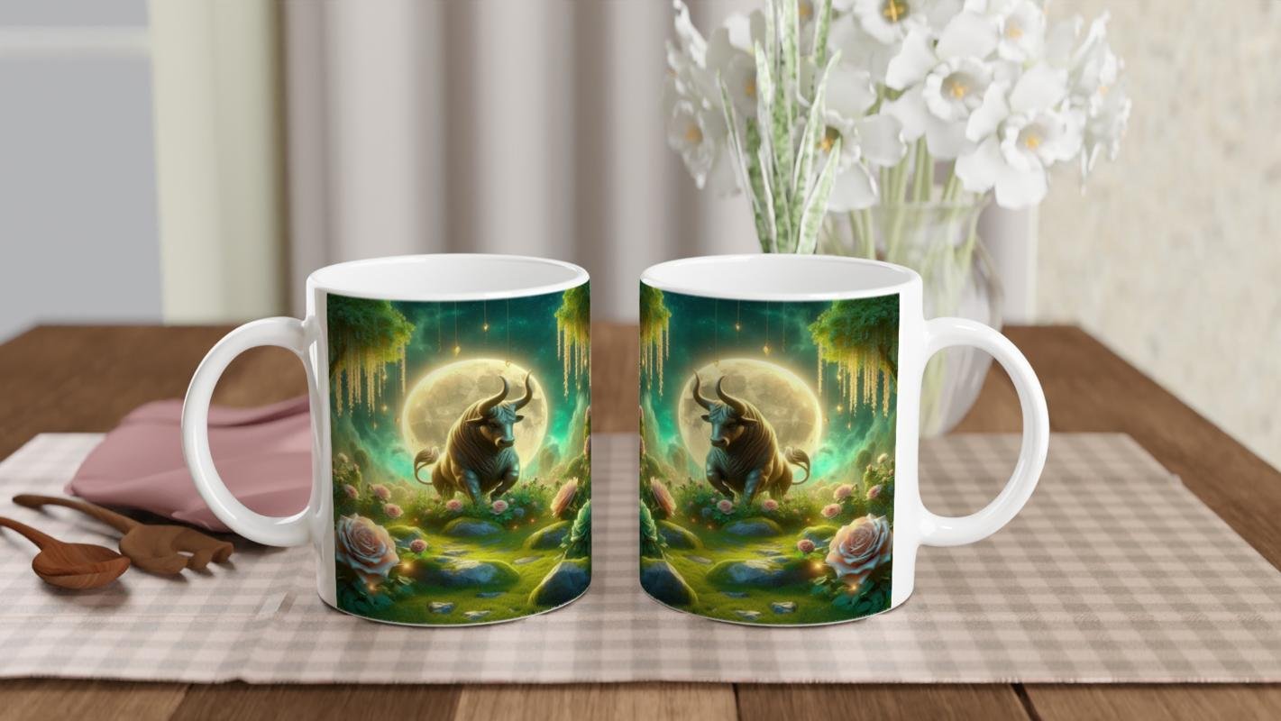 Boğa Burcu Baskılı Kahve Kupası - Ay ışığında Zodyak Bahçesi Vs1 - 5