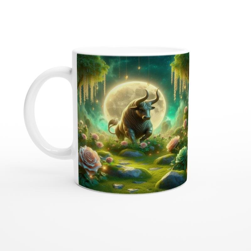 Boğa Burcu Baskılı Kahve Kupası - Ay ışığında Zodyak Bahçesi Vs1