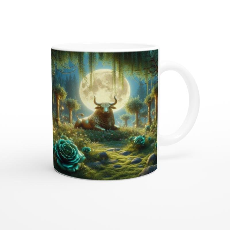 Boğa Burcu Baskılı Kahve Kupası - Ay ışığında Zodyak Bahçesi Vs2 - 3