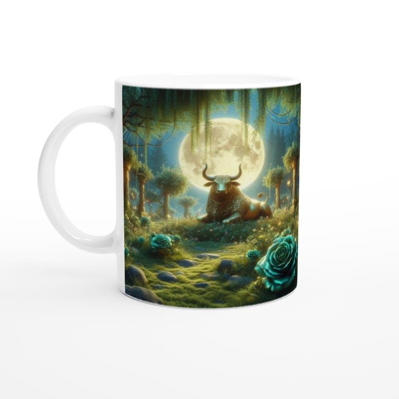 Boğa Burcu Baskılı Kahve Kupası - Ay ışığında Zodyak Bahçesi Vs2