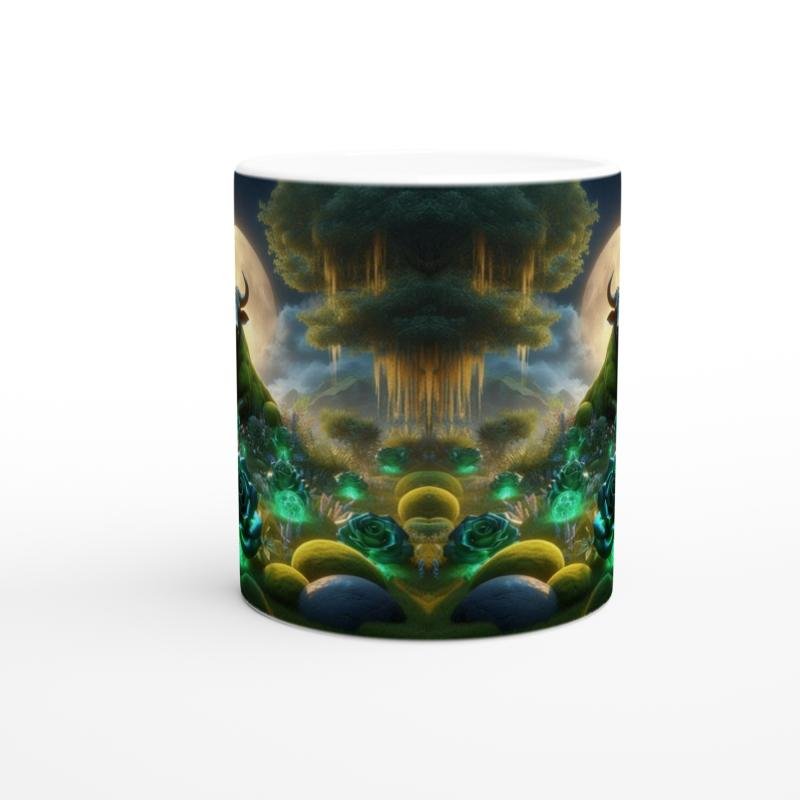 Boğa Burcu Baskılı Kahve Kupası - Ay ışığında Zodyak Bahçesi Vs3 - 2