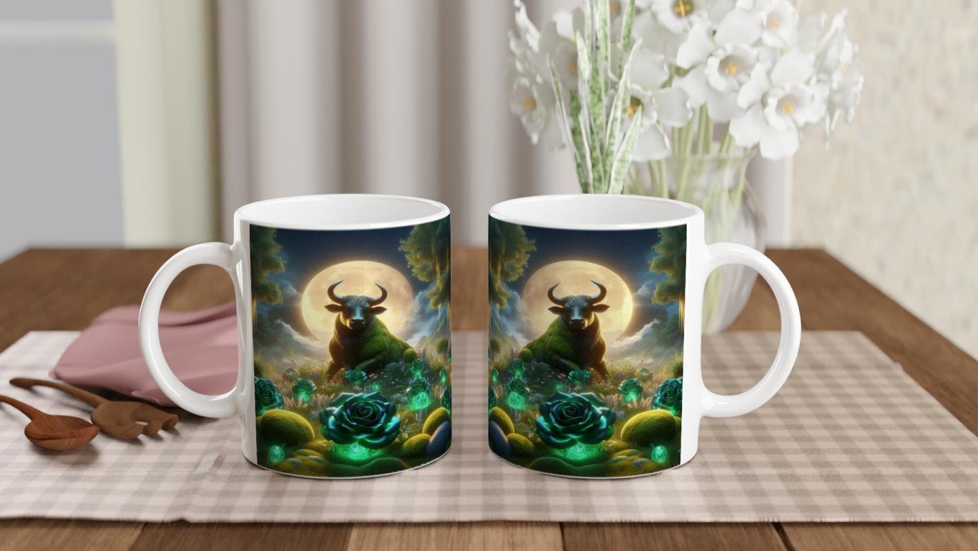 Boğa Burcu Baskılı Kahve Kupası - Ay ışığında Zodyak Bahçesi Vs3 - 5