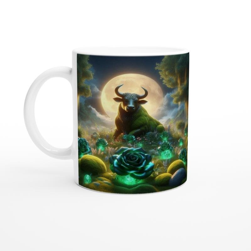 Boğa Burcu Baskılı Kahve Kupası - Ay ışığında Zodyak Bahçesi Vs3