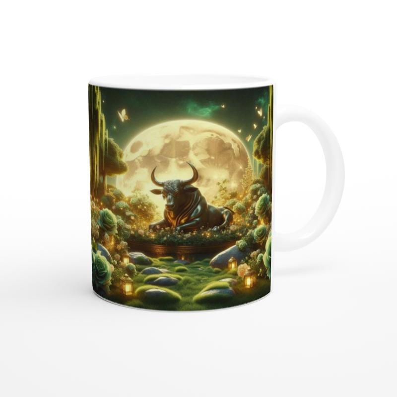 Boğa Burcu Baskılı Kahve Kupası - Ay ışığında Zodyak Bahçesi Vs4 - 3