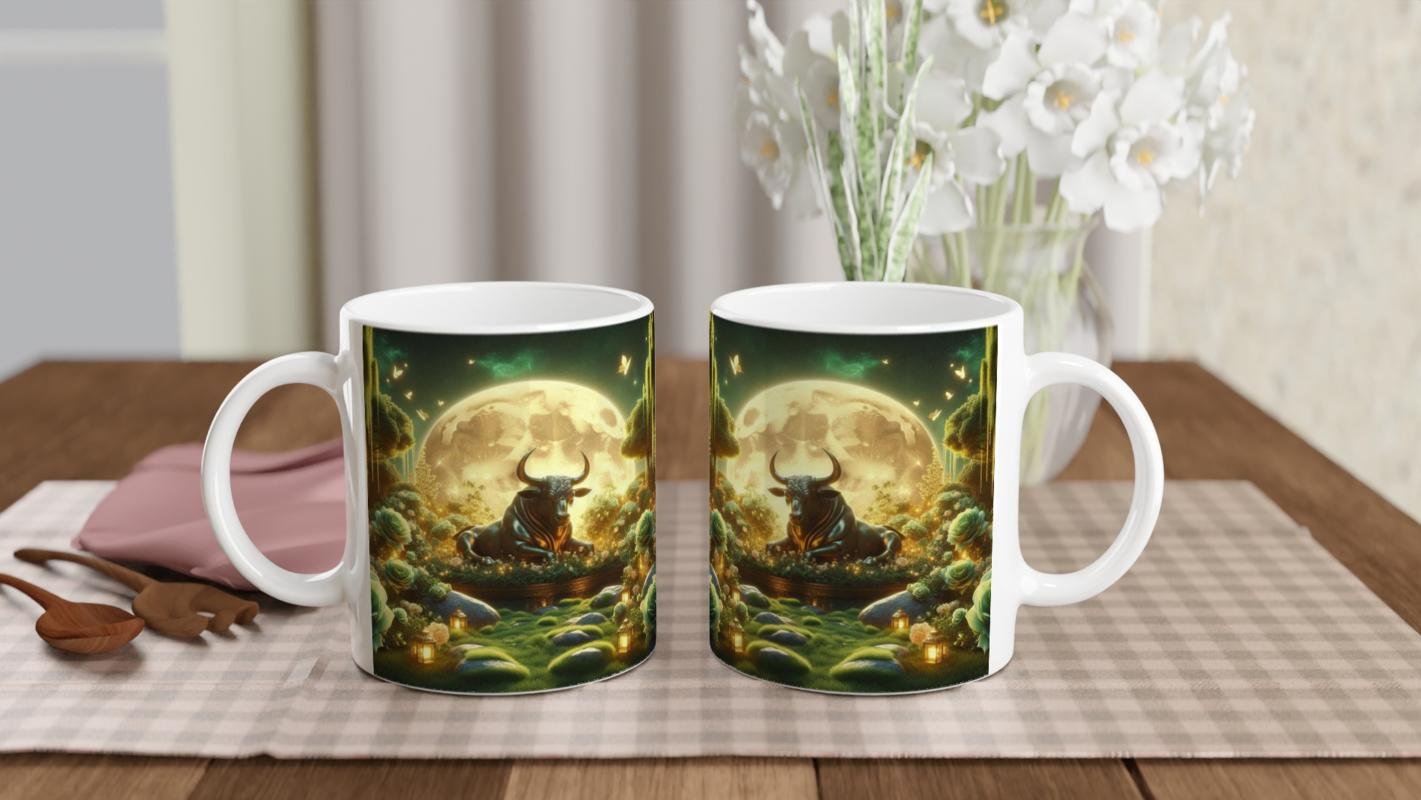 Boğa Burcu Baskılı Kahve Kupası - Ay ışığında Zodyak Bahçesi Vs4 - 5