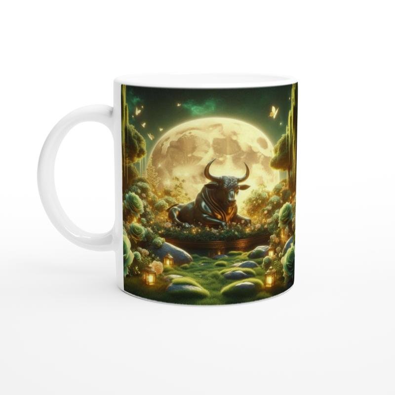 Boğa Burcu Baskılı Kahve Kupası - Ay ışığında Zodyak Bahçesi Vs4