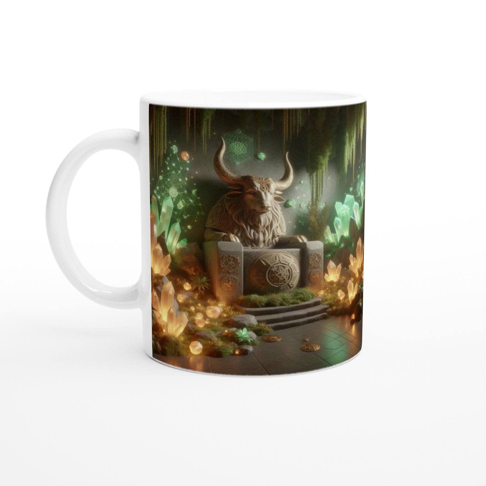 Boğa Burcu Baskılı Kahve Kupası - Büyülü Kristal Mağarası Temalı Vs3