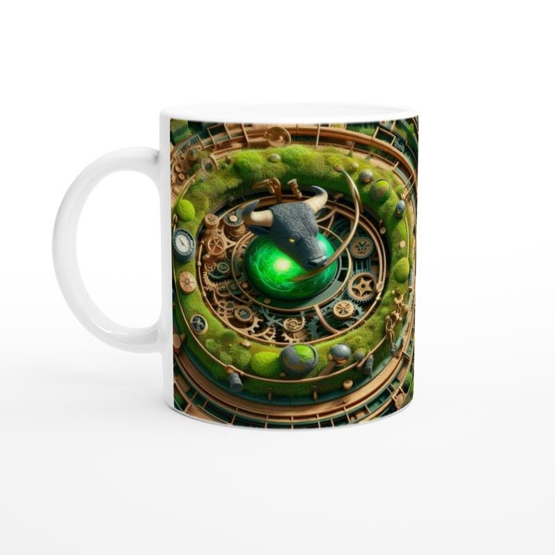 Boğa Burcu Baskılı Kahve Kupası - Zamanın Çarkları Astroloji Mekanizması Vs1