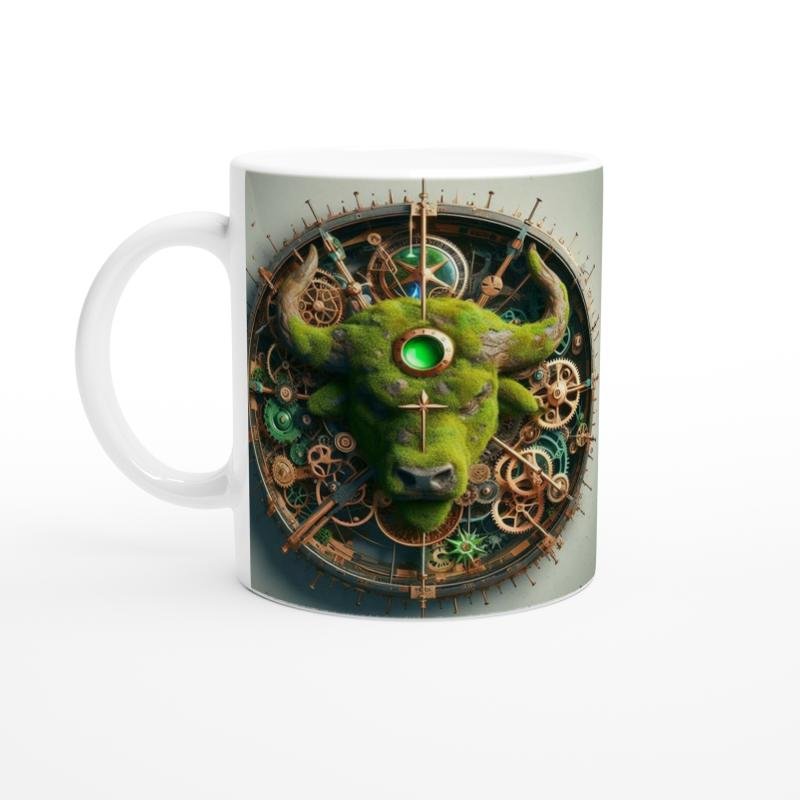 Boğa Burcu Baskılı Kahve Kupası - Zamanın Çarkları Astroloji Mekanizması Vs3