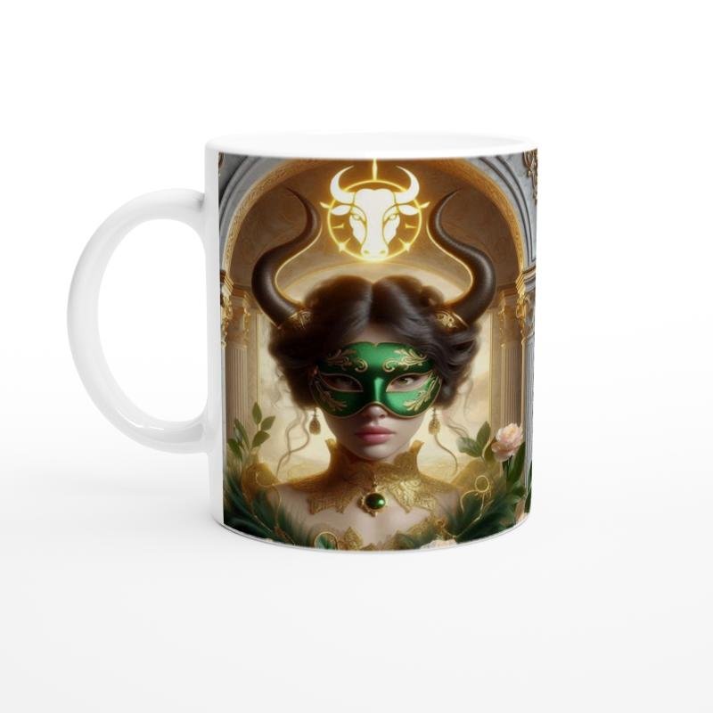 Boğa Burcu Baskılı Kahve Kupası - Zodyak Maskeli Balo Vs1