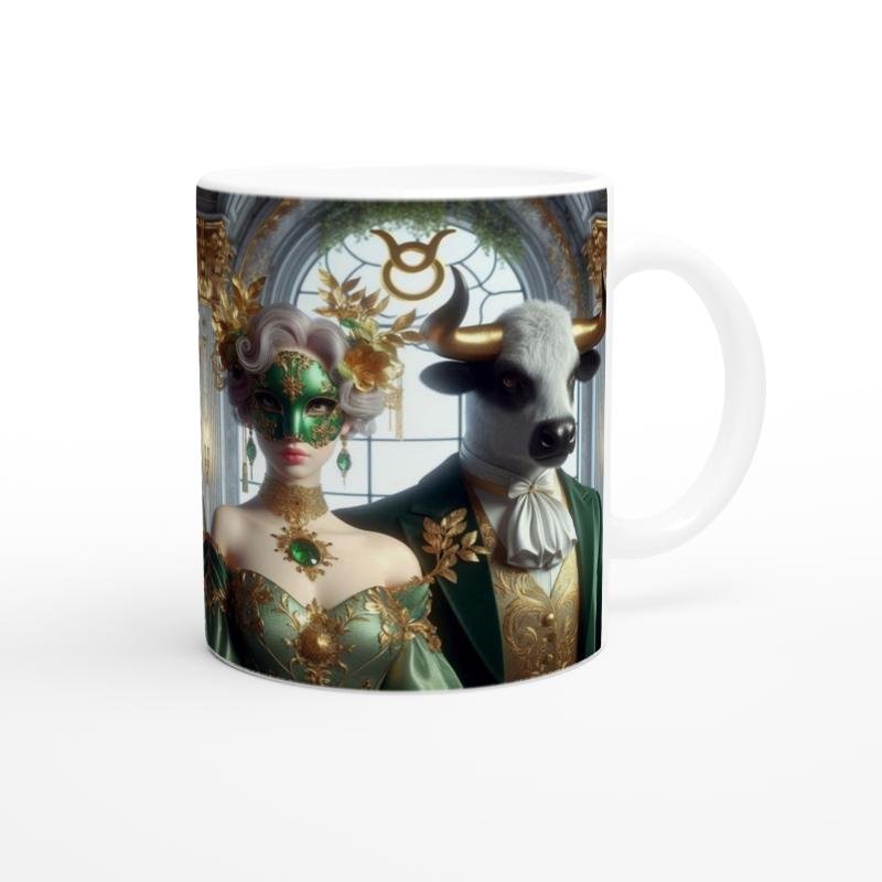 Boğa Burcu Baskılı Kahve Kupası - Zodyak Maskeli Balo Vs2 - 3