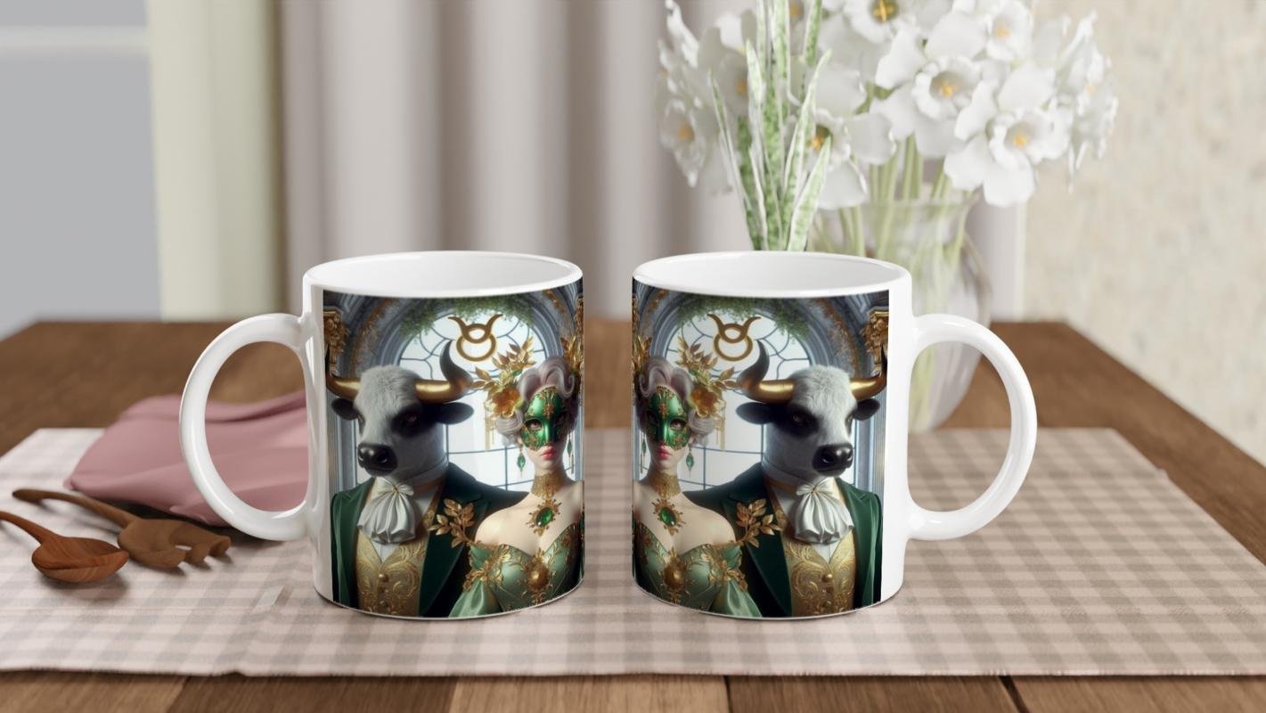 Boğa Burcu Baskılı Kahve Kupası - Zodyak Maskeli Balo Vs2 - 5