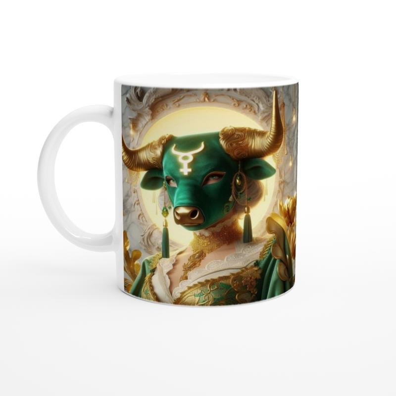 Boğa Burcu Baskılı Kahve Kupası - Zodyak Maskeli Balo Vs3