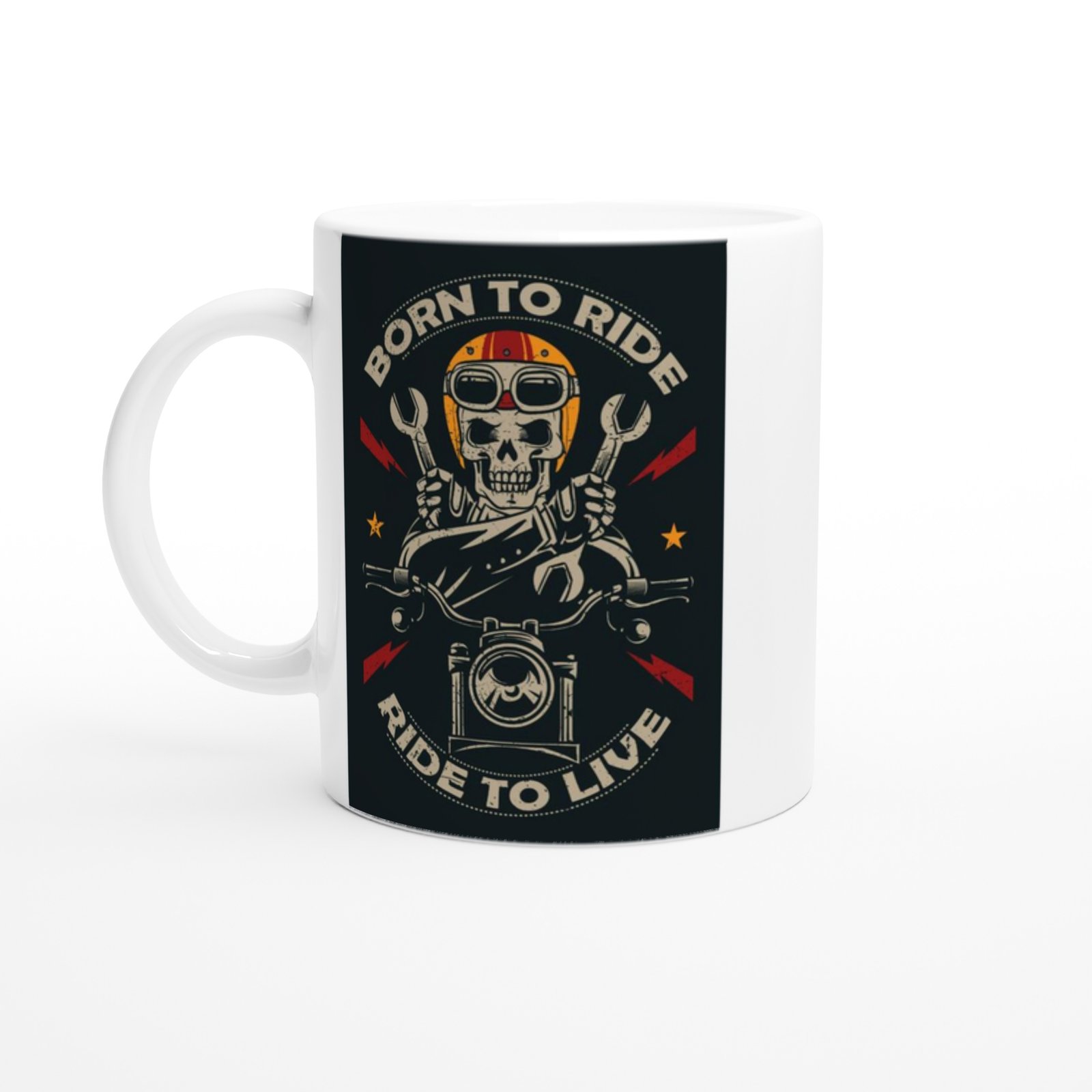 Born to Ride İskelet Motosikletçi Kupa Bardak